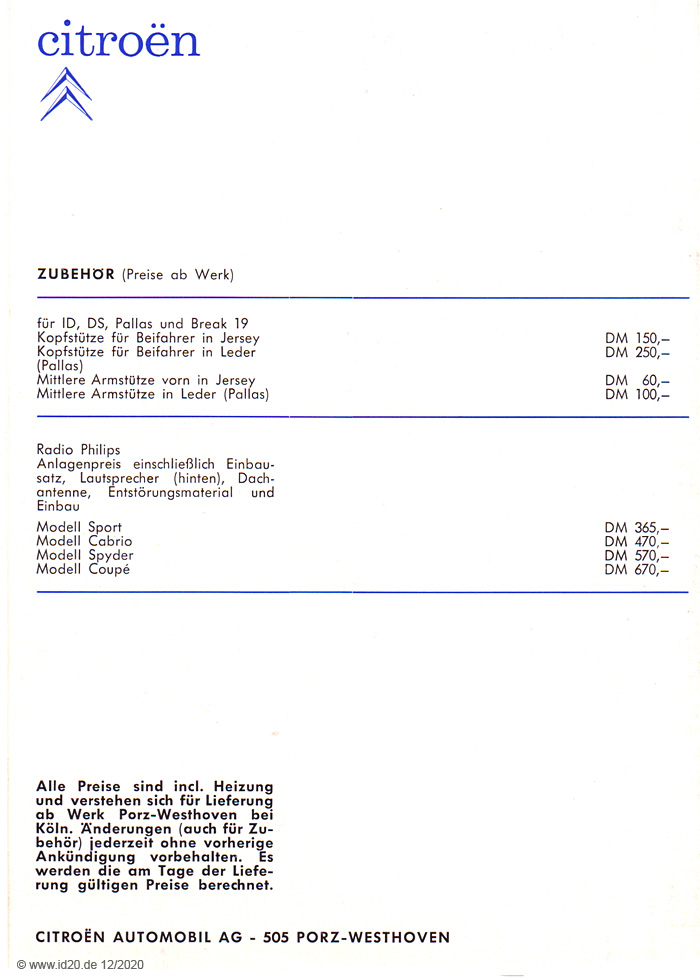 Preisliste September 1965 (Seite 3)